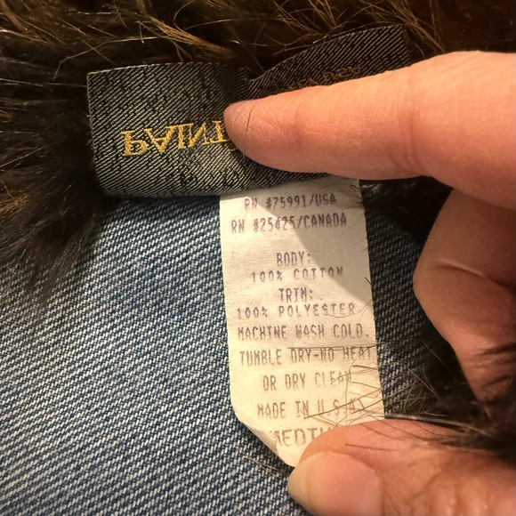 Painted Pony Vintage Blue Denim Jacket Faux Fur Collar Cuffs USA Made M - Picture 4 of 6